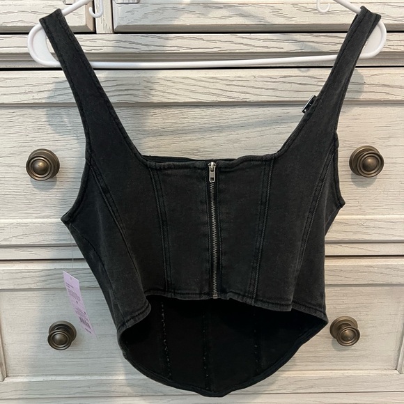 Wild Fable Black Denim Corset Top - Picture 5 of 7